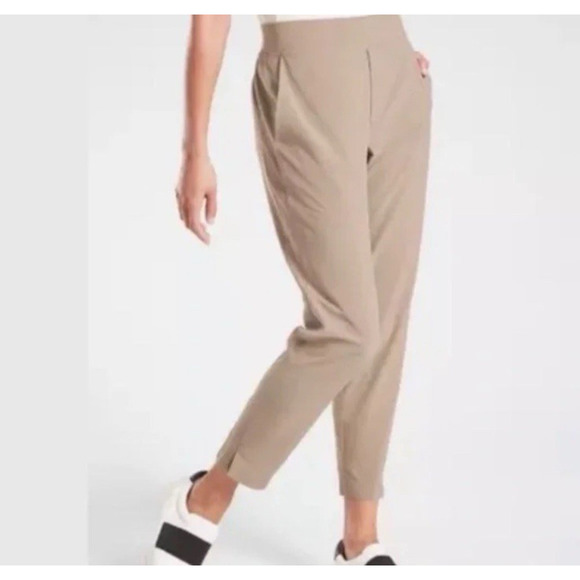 Athleta Brooklyn Ankle Jogger Pants Women 18 Light Khaki Tan Athleisure City NWT - Picture 5 of 10